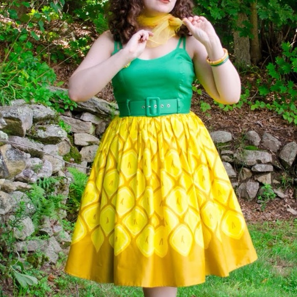 ModCloth x Collectif Jade Pineapple Pin-Up Colada Swing Dress UK 22 // US 18 2X - Picture 11 of 13
